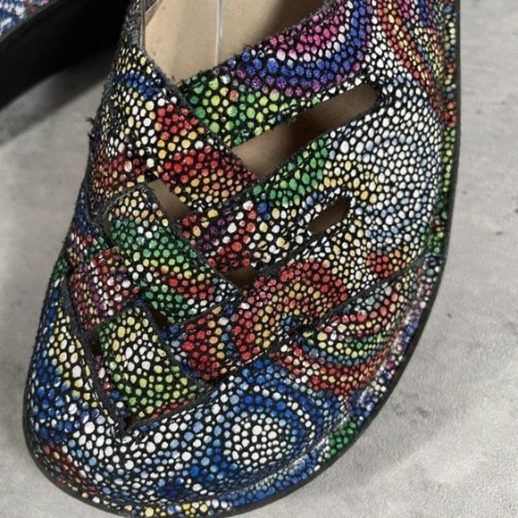 Alegria FRE-387 Freesia Womens 7.5 / 38 Rainbow Leather Slingback Clogs Mules - Picture 2 of 8